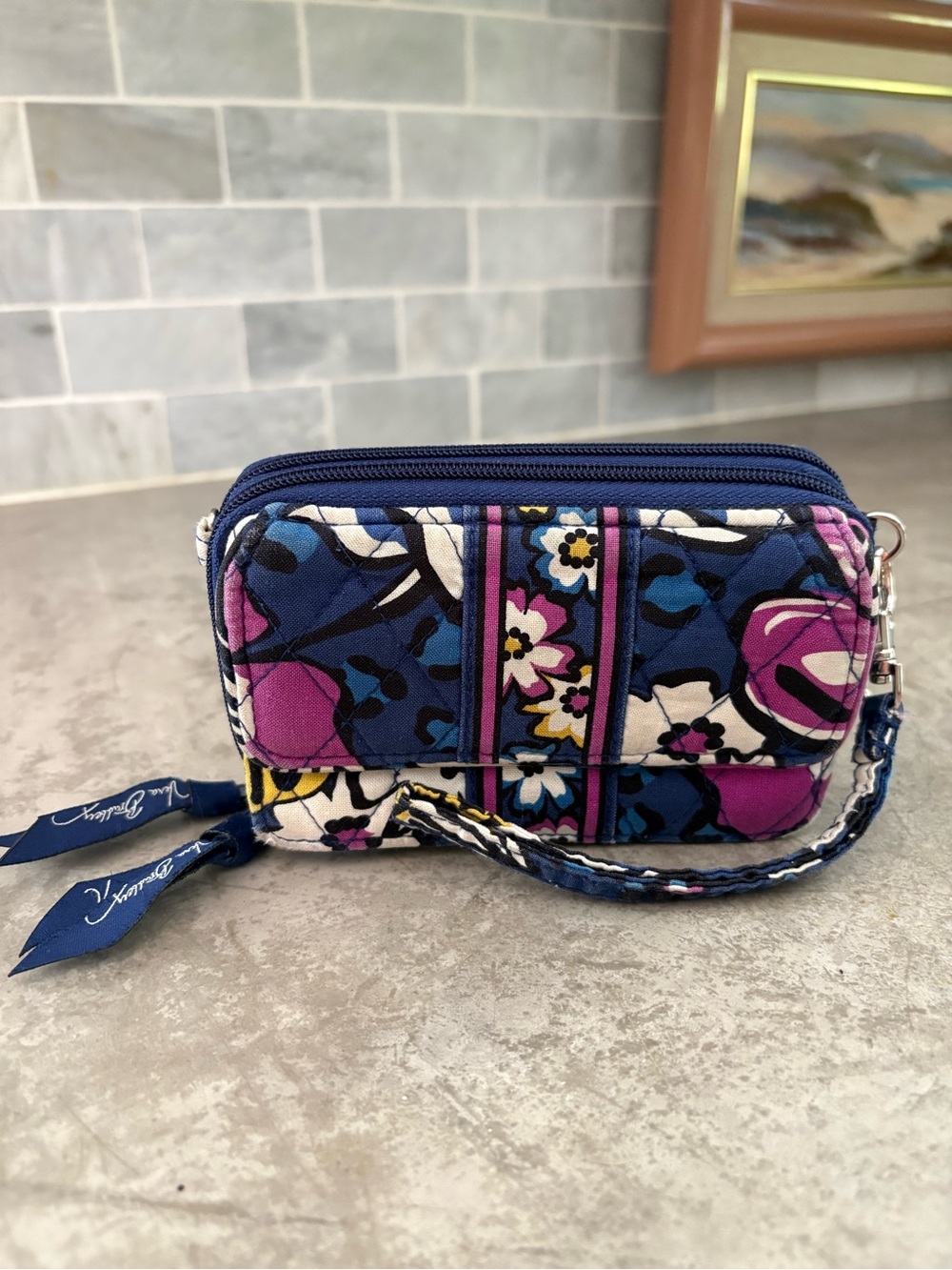 Vera Bradley wristlet wallet retired "African Violet" floral pattern